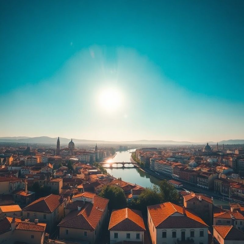 Vista aerea del centro di Verona con l'ansa del fiume Adige